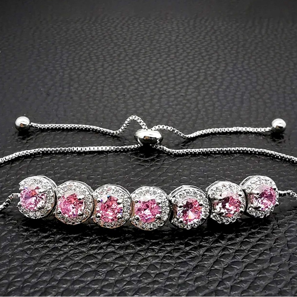 Silver pink bracelet
